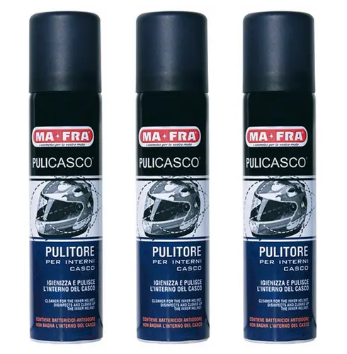 3x Spray Igienizzante Casco Pulicasco 75ml Pulitore Pulizia Interna Casco