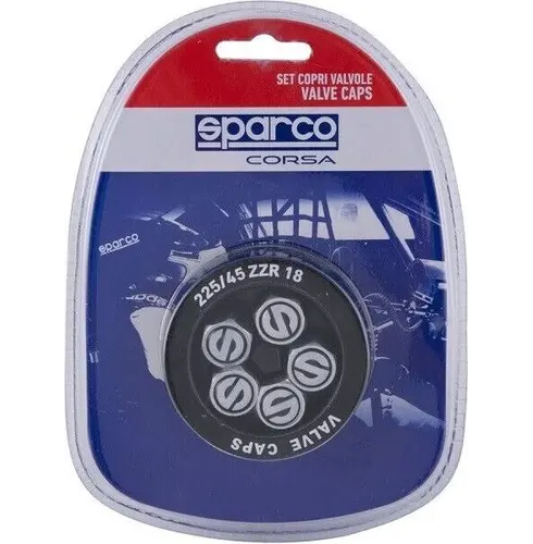 Set 5 Tappi Copri valvola per ruote logo Sparco in alluminio universali grigio