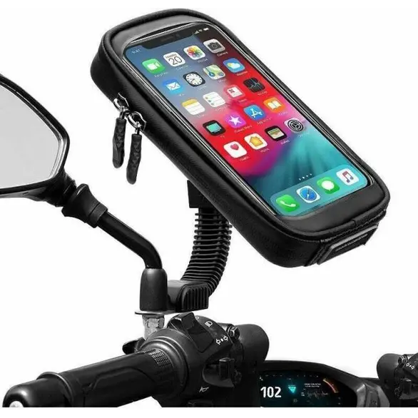 Porta Smartphone Impermeabile Universale Moto Scooter Stand Specchietto 360°