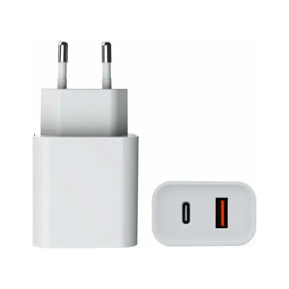 Caricabatteria Alimentatore Doppia Porta USB/USB C Ricarica Rapida 30W 2.4A
