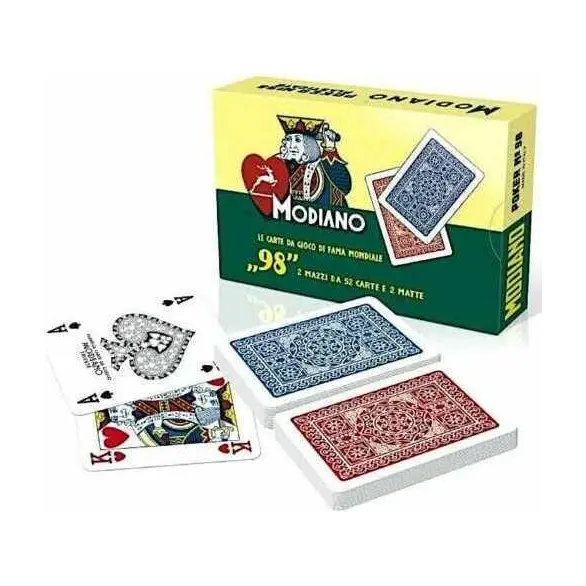 Carte da Gioco Ramino Modiano 98 Plastificate Rosso Blu Poker Bridge 2 Mazzi