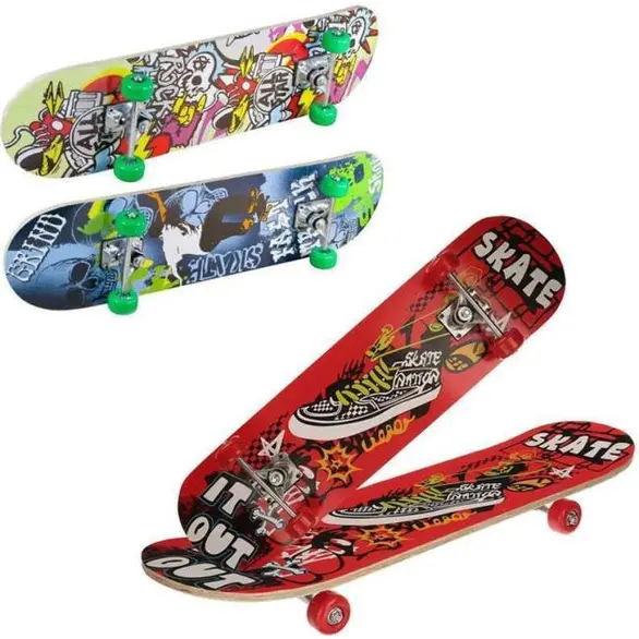 Skateboard con Rotelle 45x13cm Bambini Colorato Skate Legno Ragazzi Bambini