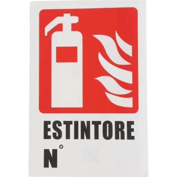 12x Cartello "Estintore n." Plastificato PVC  20x30cm Segnale Antincendio