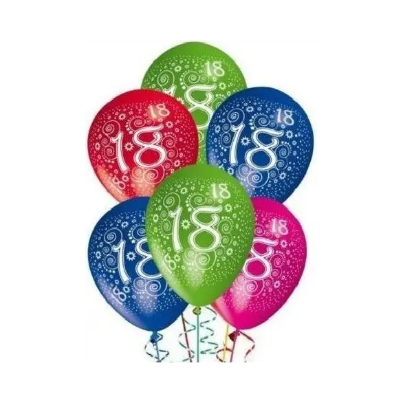 30x Palloncini Compleanno 18 Anni 5 Pacchi da 6 Multicolore Lattice Festa Party