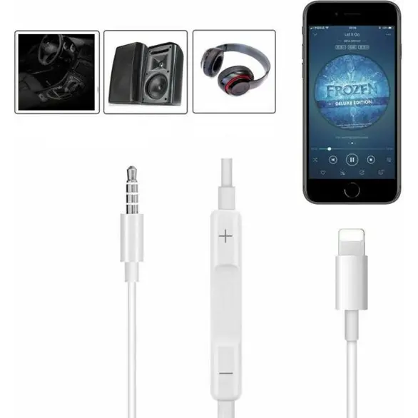 Cavo AUX Compatibile Iphone Device Casa Auto Attacco Lightning 8 Pin Jack 3,5