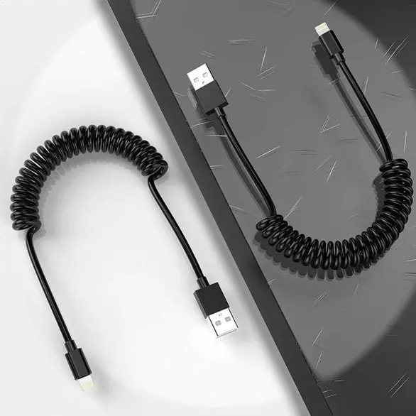 Cavo a Spirale Carica Rapida Trasferimento Dati USB Lightning 8 Pin 2.4A Iphone