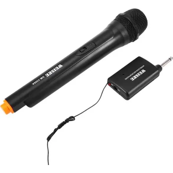 Microfono Dinamico Ricevitore Wireless Senza Fili Karaoke Cavo Jack a Batterie