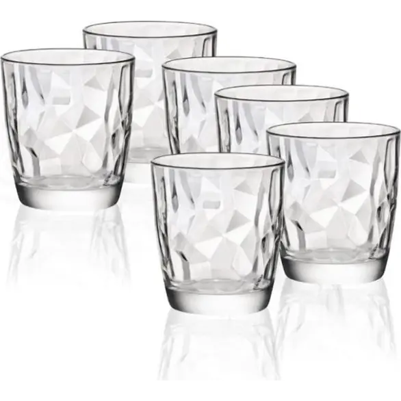 6x Bicchieri da Acqua Mod. Diamond 30.5cl Bicchiere in Vetro Trasparente