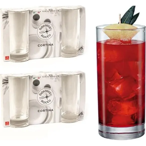 6x Bicchieri da Cocktail Mod. Cortina 28cl Bicchiere in Vetro Trasparente Drink