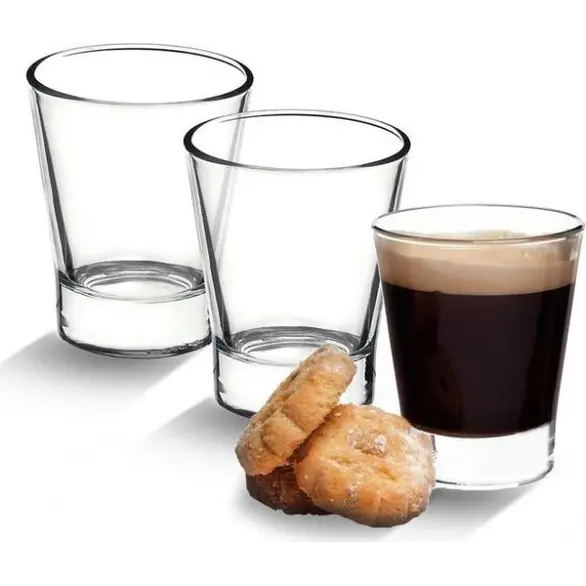 3x Tazzine da Caffè Mod. Caffeino 8.5cl Bicchieri in Vetro Trasparente Espresso