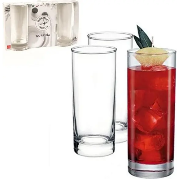 3x Bicchieri da Cocktail Mod. Cortina 28cl Bicchiere Vetro Trasparente Drink