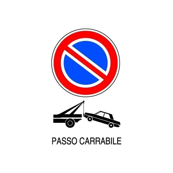 12x Cartello "Passo Carrabile" Plastificato in PVC Targa Segnaletica Segnale
