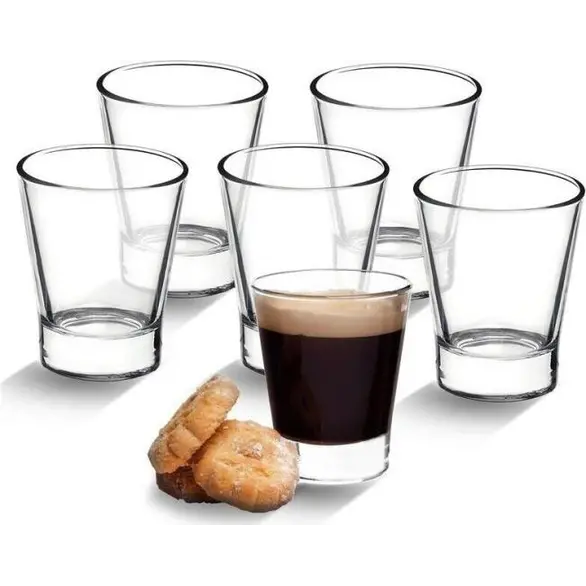 6x Tazzine da Caffè Mod. Caffeino 8.5cl Bicchieri in Vetro Trasparente Espresso