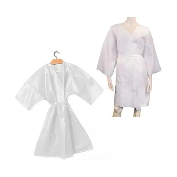 10x Kimono Monouso 90x120cm in TNT Bianco per Estetista Parrucchiere Unisex