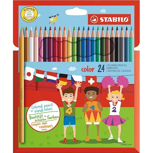 Matite Colorate Confezione da 24 Colori Assortiti 2,5mm Astuccio Bambini Scuola