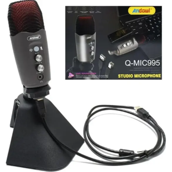 Microfono Condensatore Professionale Plug&Play Jack 3.5 Studio di Registrazione