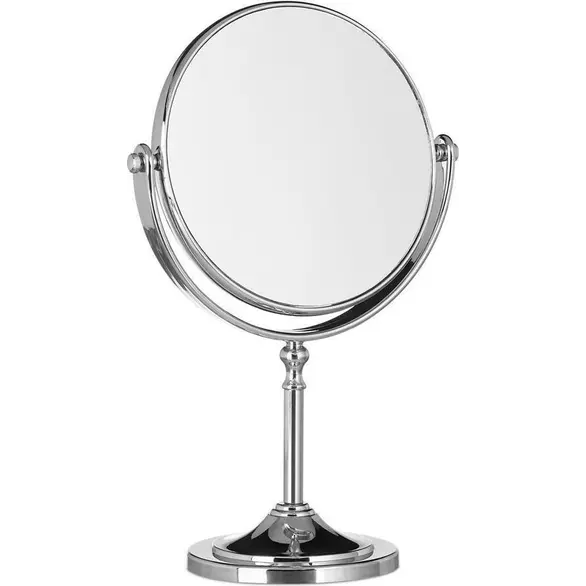 Specchio Girevole 360° Due Lati Piedistallo Base in Alluminio Trucco Make-Up...