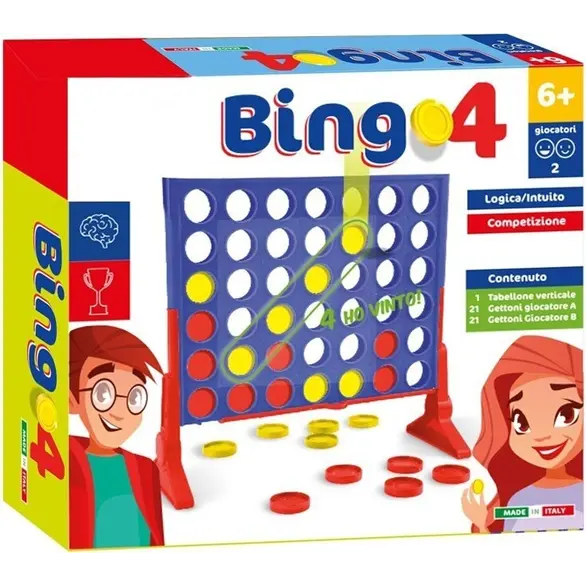 Fai Quattro in Linea Gioco da Tavolo di Società Bingo per Bambini da 6 anni +