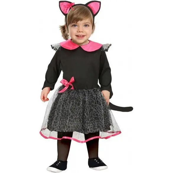 Costume Carnevale gattina nera travestimento gattina bambina 12-24 mesi...