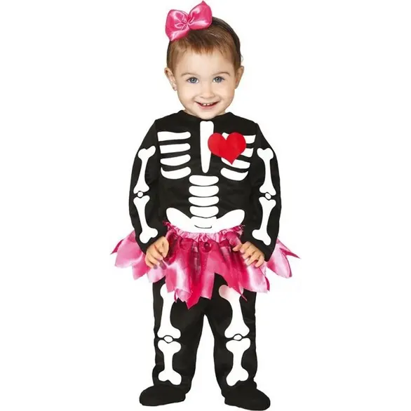 Costume Carnevale scheletro travestimento neonata 6-12 mesi halloween festa