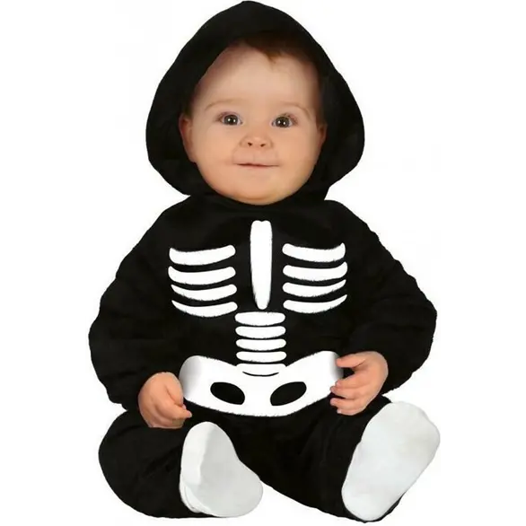Costume Carnevale scheletro travestimento neonato 12-24 mesi halloween festa...