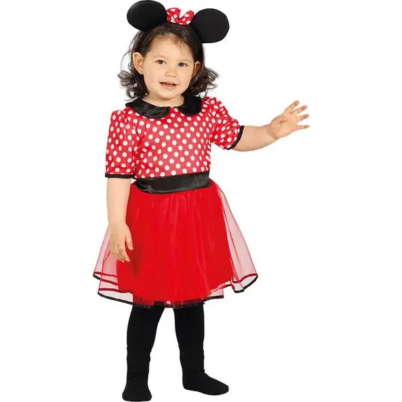 Costume Carnevale Topolina Minnie Mouse bambina 12-24 mesi halloween festa...