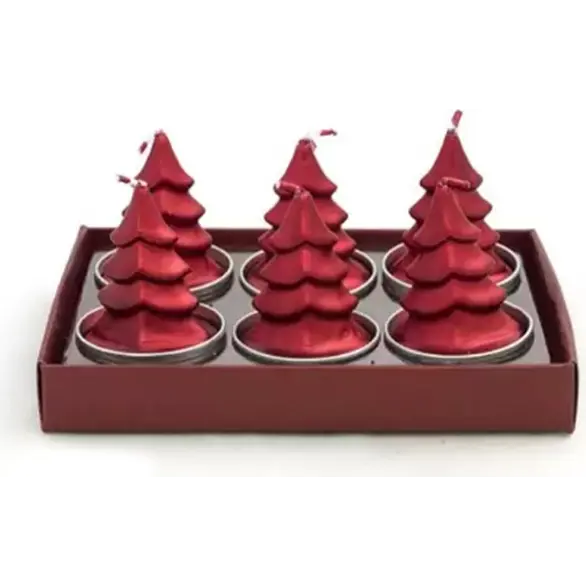 6x Candele Natalizie Albero di Natale Decorative Casa Feste Vari Colori (Rosso)