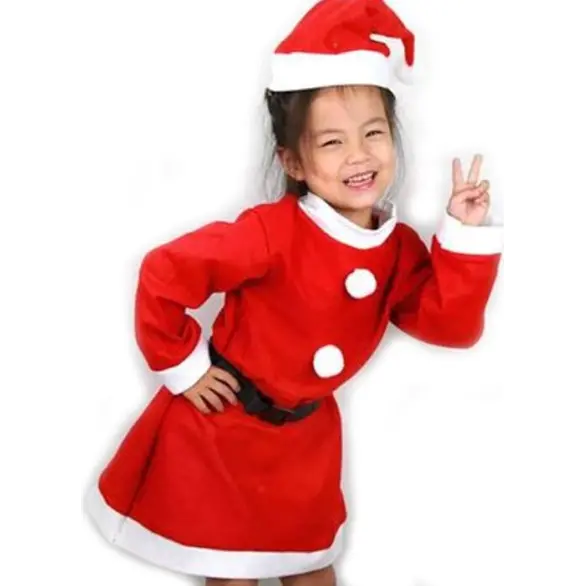 Costume Babbo Natale con Cappello Bambina Vestito Varie Taglie  1-15 anni...
