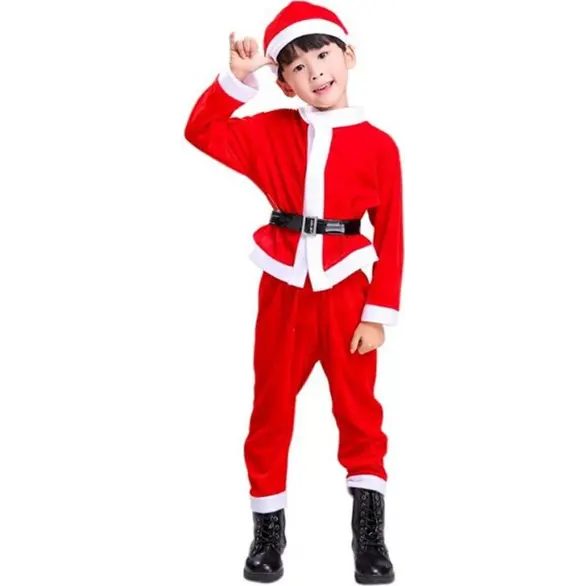 Costume Babbo Natale con Cappello Bambino Vestito Varie Taglie 1-8 anni (6-8...