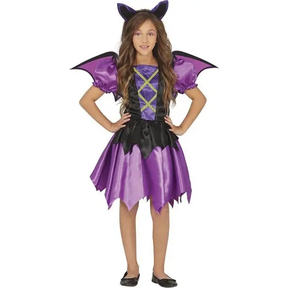 Costume Carnevale pipistrello viola travestimento bambina 5-12 anni halloween...