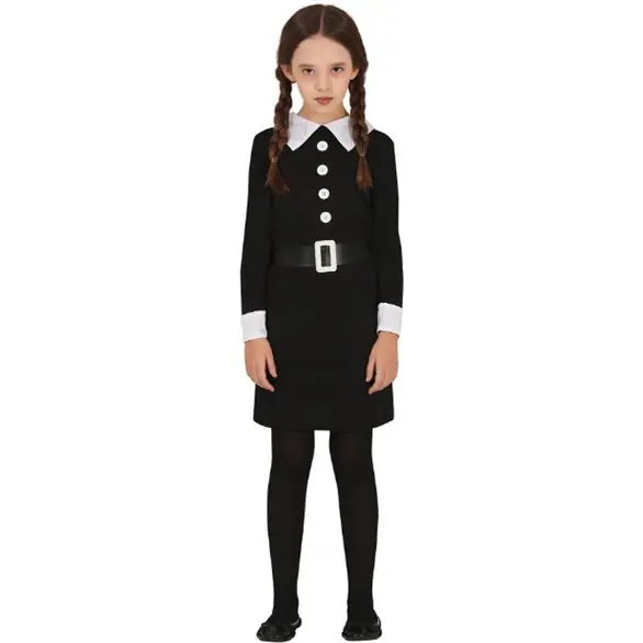 Costume Carnevale Mercoledì Addams horror con cinta per bambina 3-16 anni...