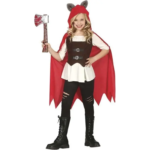 Costume Carnevale Cappuccetto Rosso vestito horror bambina 3-12 anni...