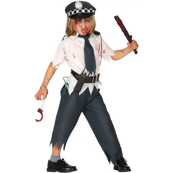 Costume Carnevale poliziotto zombie travestimento bambino bambina 5-12 anni...