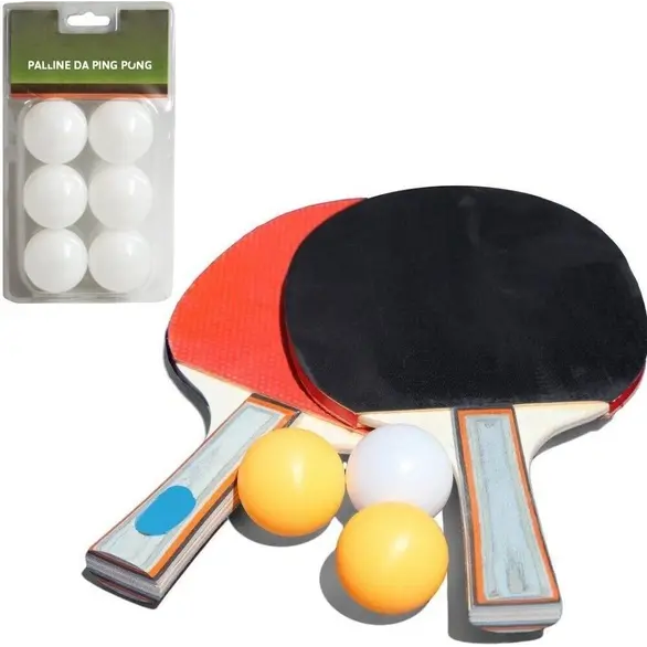 Kit Ping Pong 2 Racchette e Palline da Gioco Tennis da Tavolo 3 o 9 Palline...