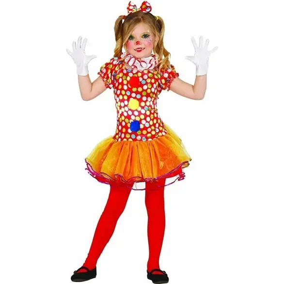Costume Carnevale pagliaccia colorata travestimento bambina 3-12 anni...