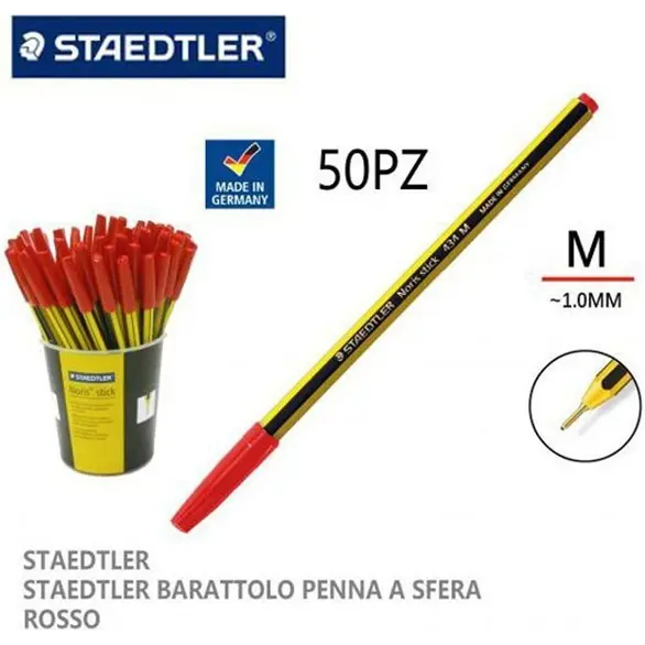 50x Penna a Sfera Noris Stick Punta 1mm Rosso Verde Nero Blu Scuola Ufficio...