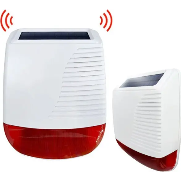 Sirena Solare Esterno Wireless 433MHz Allarme Antifurto Casa Acustica con LED