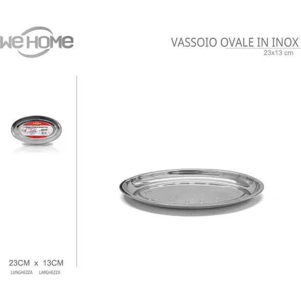 5x Vassoio Piatto Ovale In Acciaio Inox Portata Servizio Cucina da 23 a 45 cm...