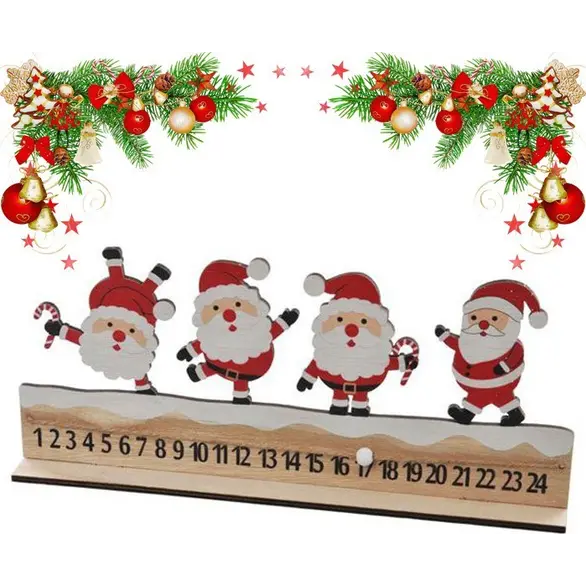 Calendario Avvento di Natale Legno 24 Numeri Decorativo 30x13.5 cm Natalizio