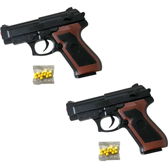 Pistola Giocattolo Spara Pallini 6mm 2 Pezzi Gioco Bambini 8+ Plastica Nero