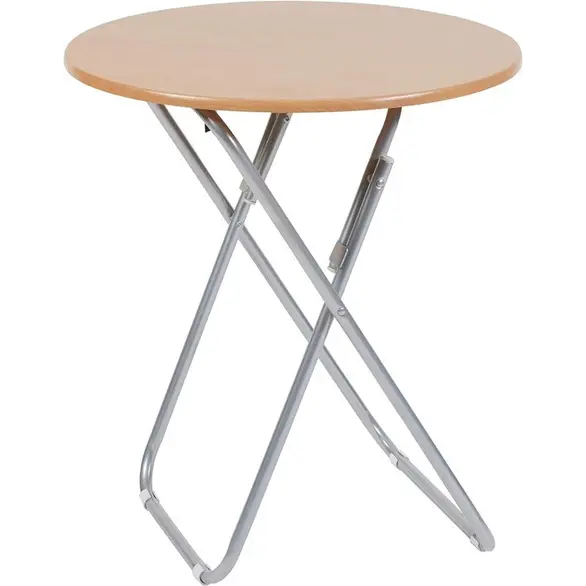 Tavolino Tavolo Pieghevole Richiudibile Rotondo 60x70 cm in Legno da Giardino
