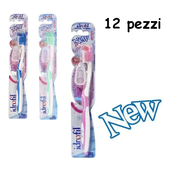 Set 12 Spazzolini da Denti Mod. NEW Setole Medie Colori Assortiti Igiene Orale