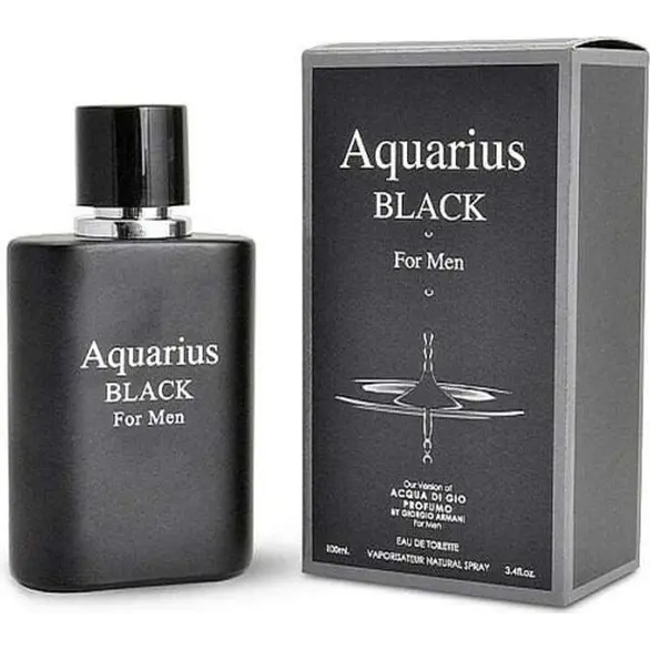 Profumo da Uomo Aquarius Black 100 ml Eau de Toilette Spray Idea Regalo per Lui