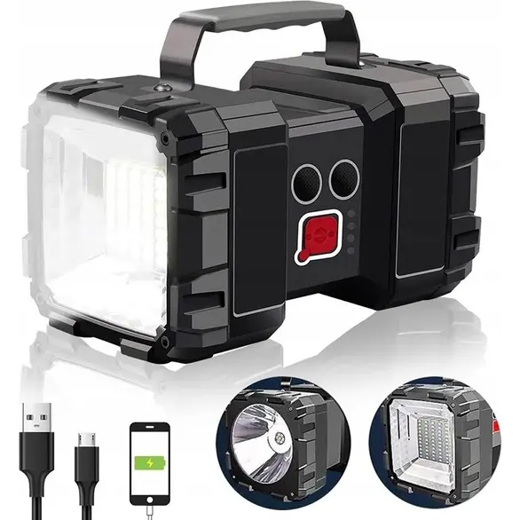 Torcia LED Portatile Ricaricabile Potente Campeggio Escursionismo USB Emergenza