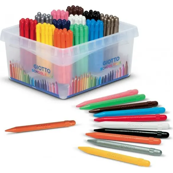 Pastelli a Cera Colorati Schoolpack 144pz 12 Colori Assortiti per Bambini Asilo