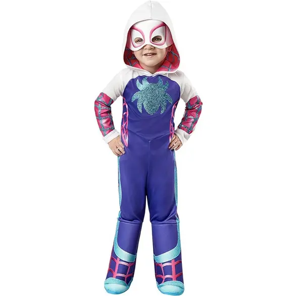 Costume Carnevale Spider Woman Gwen nuovo universo bambina Cosplay 2-3 anni