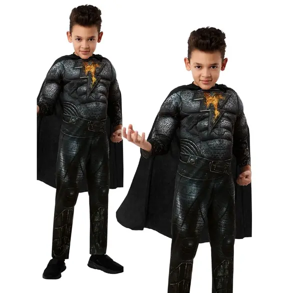 Costume Carnevale Black Adam supereroe Shazam per bambini 2-6 anni Halloween...