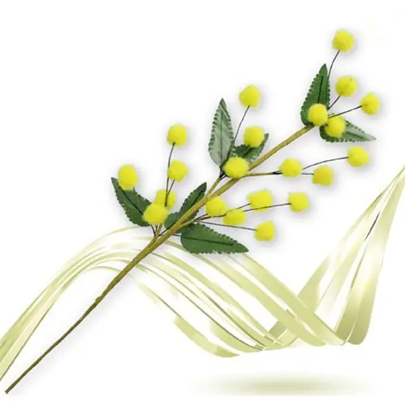 12x Rametto Artificiale Mazzolino di Mimosa Festa della Donna Regalo 25 cm