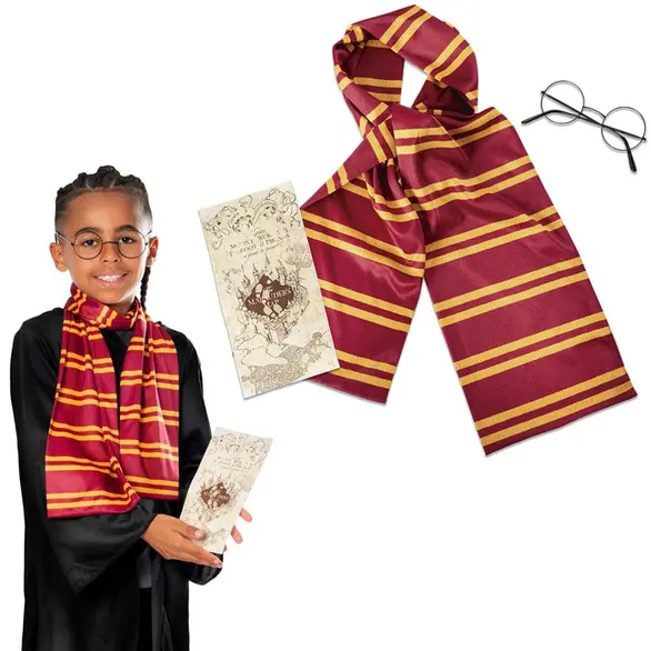 Costume Carnevale Harry Potter Occhiali Sciarpa Mappa Grifondoro Bambini 5+