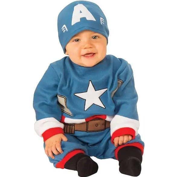 Costume Carnevale Capitan America Marvel supereroe neonato 0-6 mesi Halloween